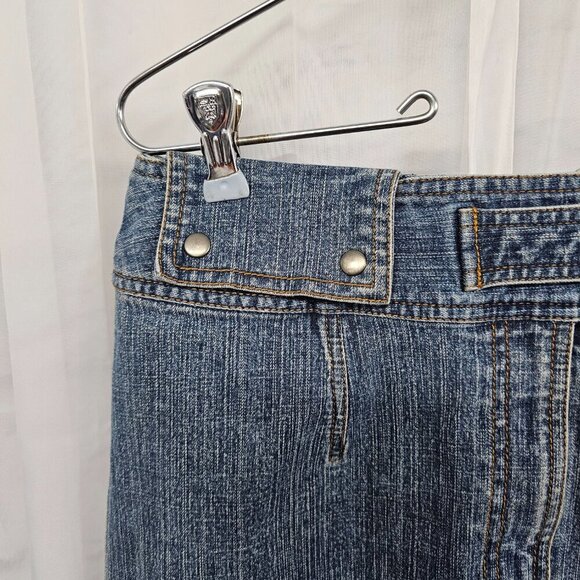 Vintage Perry Ellis Blue Denim Skirt Y2K Boho Retro 8 - Picture 2 of 16
